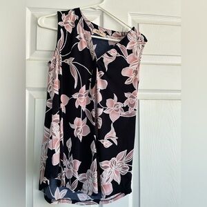 Sleeveless Navy with Pink Floral print Maternity Top